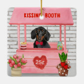 Dackel Dog Valentine's Day Kissing Booth Keramikornament (Rückseite)