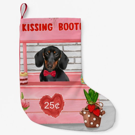 Dackel Dog Valentine's Day Kissing Booth Kleiner Weihnachtsstrumpf (Vorderseite)