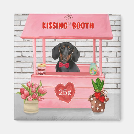 Dackel Dog Valentine's Day Kissing Booth Magnet (Vorne)