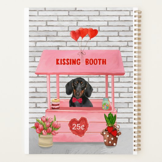Dackel Dog Valentine's Day Kissing Booth Planer (Rückseite)