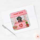 Dackel Dog Valentine's Day Kissing Booth Quadratischer Aufkleber (Umschlag)