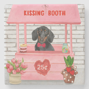 Dackel Dog Valentine's Day Kissing Booth Steinuntersetzer