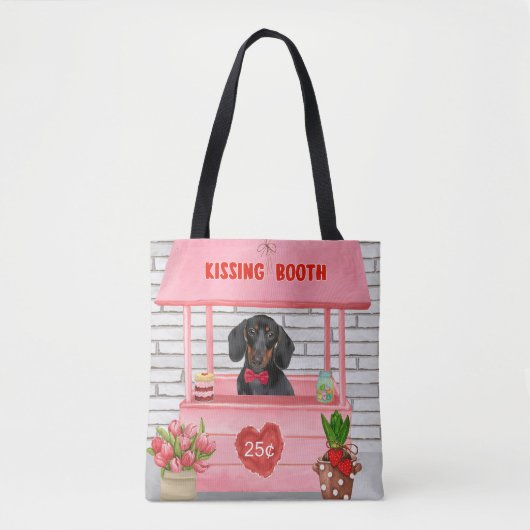 Dackel Dog Valentine's Day Kissing Booth Tasche (Vorderseite)