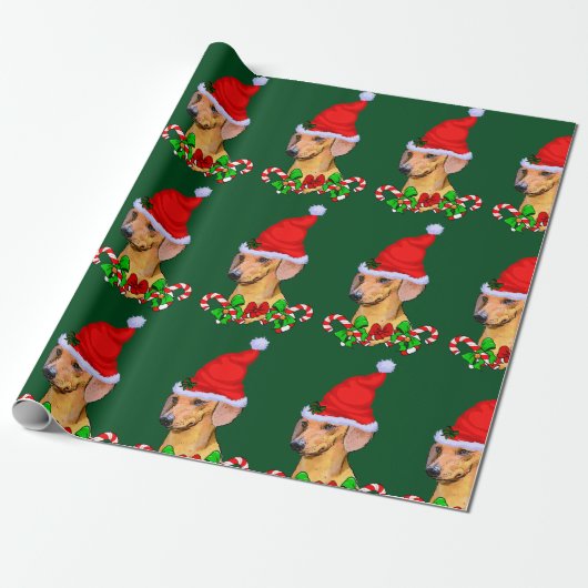 Dackel Dog Weihnachten Geschenkpapier (Ungerollt)