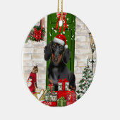 Dackel Dog Weihnachten Keramik Ornament (Rechts)