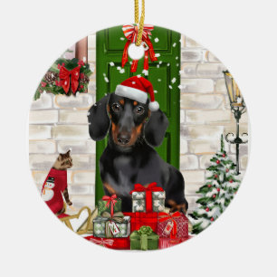 Dackel Dog Weihnachten Keramik Ornament