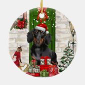 Dackel Dog Weihnachten Keramik Ornament (Hinten)