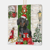Dackel Dog Weihnachten Keramikornament (Links)
