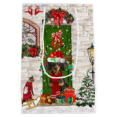 Dackel Dog Weihnachten Mittlere Geschenktüte (Rückseite)