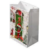 Dackel Dog Weihnachten Mittlere Geschenktüte (Rückseite Schrägansicht)