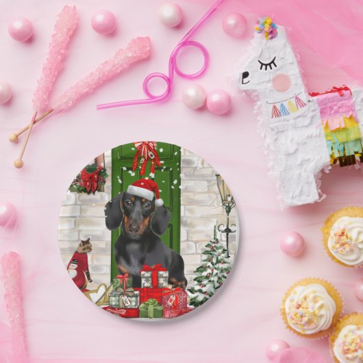 Dackel Dog Weihnachten Pappteller