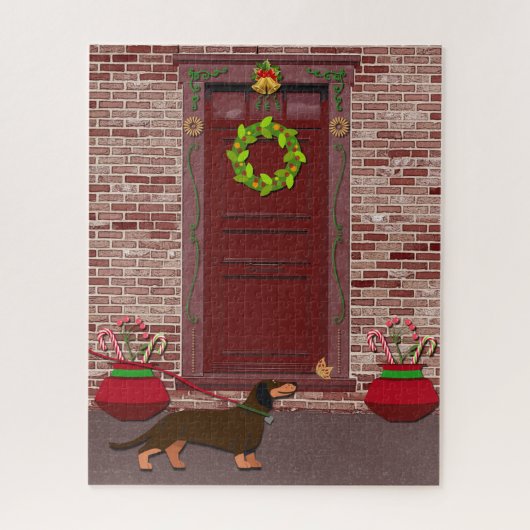 Dackel Dog Weihnachtsfeiertag Puzzle (Vertikal)