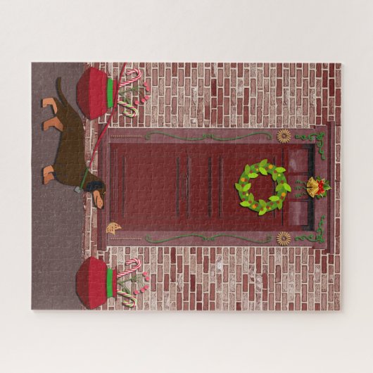 Dackel Dog Weihnachtsfeiertag Puzzle (Horizontal)