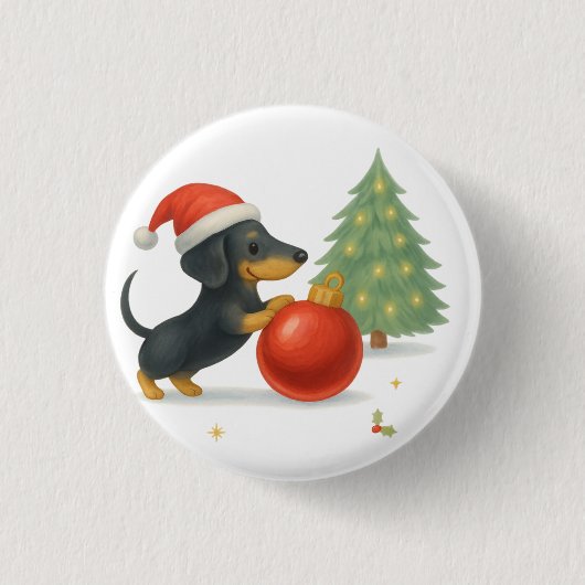Dackel Dog Weihnachtsgeschenk Button (Vorderseite)