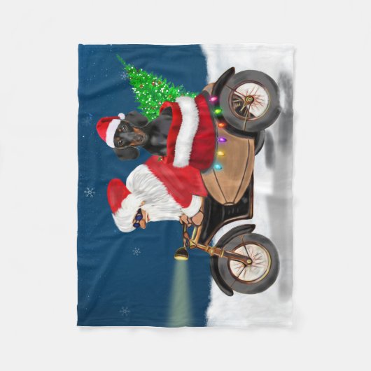 Dackel Dog Weihnachtsmann Fleecedecke (Vorderseite)