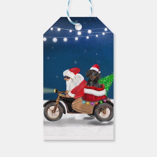 Dackel Dog Weihnachtsmann Geschenkanhänger (Rückseite)