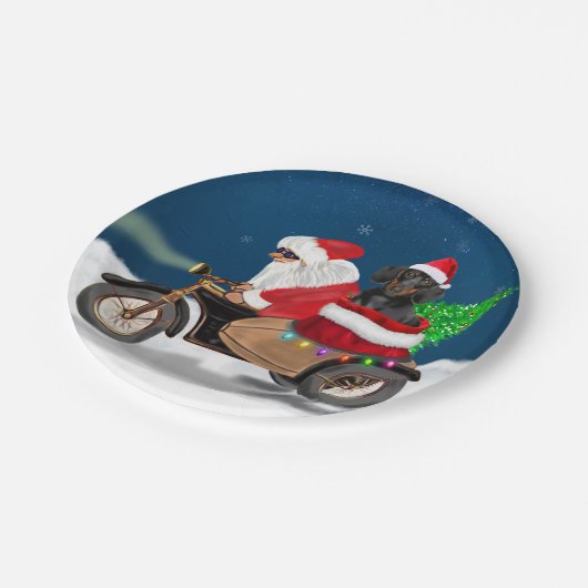 Dackel Dog Weihnachtsmann Pappteller (Schrägansicht)