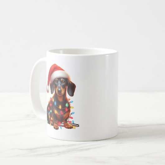 Dackel Dog Welpe Weihnachten Kaffeetasse (Vorderseite Links)