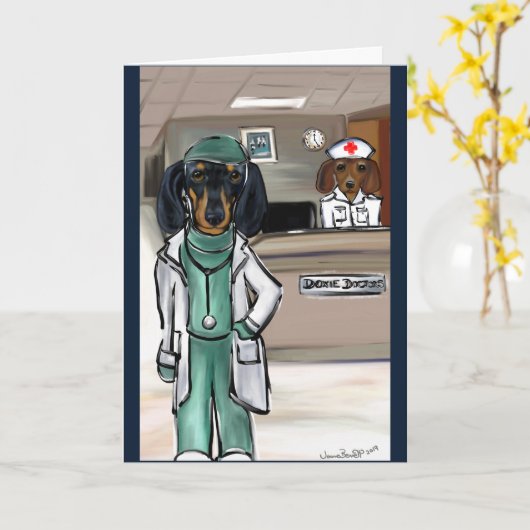 Dackel Doktor Karte (Gelbe Blume)