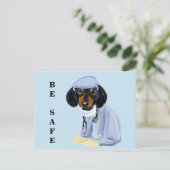Dackel Doktor Postkarte (Stehend Vorderseite)