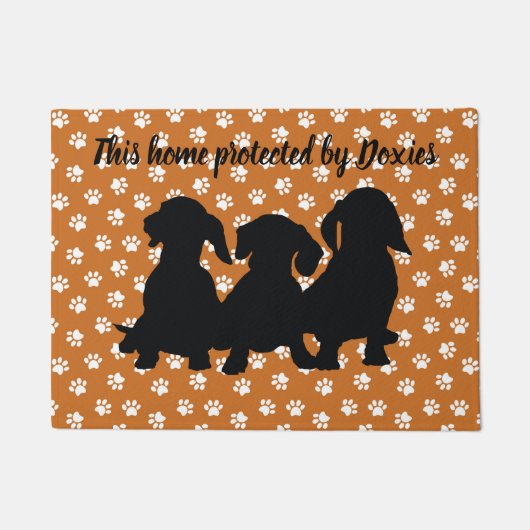 Dackel Door Mat Silhouette Dackeln Butterscotch Fußmatte (Vorderseite)