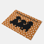 Dackel Door Mat Silhouette Dackeln Butterscotch Fußmatte (Schrägansicht)