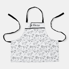 Dackel Doppy Black Doodle Pattern Kinder Schürze