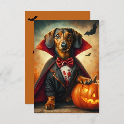 Dackel Dracula Halloween-Party Einladung (Vorne/Hinten)