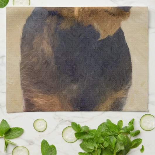 Dackel (Drahthaar) Gemälde Original Hundekunst Geschirrtuch (Gefaltet)