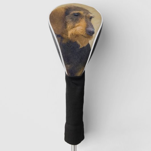 Dackel (Drahthaar) Gemälde Original Hundekunst Golf Headcover (Vorderseite)