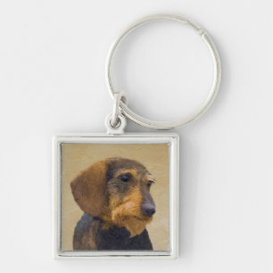 Dackel (Drahthaar) Gemälde Original Hundekunst Schlüsselanhänger