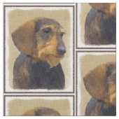 Dackel (Drahthaar) Gemälde Original Hundekunst Stoff (Nahaufnahme)