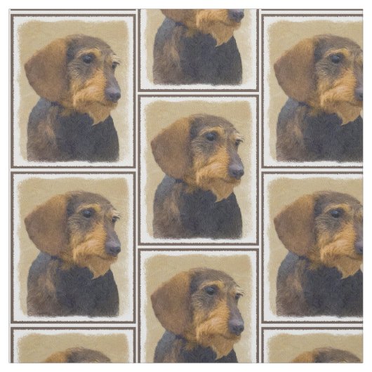 Dackel (Drahthaar) Gemälde Original Hundekunst Stoff (Muster)