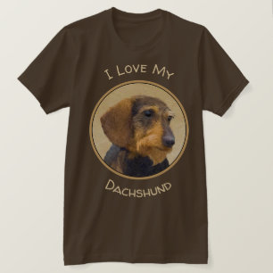 Dackel (Drahthaar) Gemälde Original Hundekunst T-Shirt