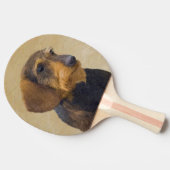 Dackel (Drahthaar) Gemälde Original Hundekunst Tischtennis Schläger (Seitenansicht)