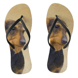 Dackel (Drahthaar) Malerei Original Dog Art Badesandalen