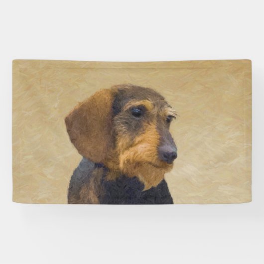 Dackel (Drahthaar) Malerei Original Dog Art Banner (Horizontal)