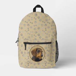 Dackel (Drahthaar) Malerei Original Dog Art Bedruckter Rucksack