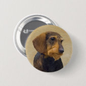 Dackel (Drahthaar) Malerei Original Dog Art Button (Vorne & Hinten)