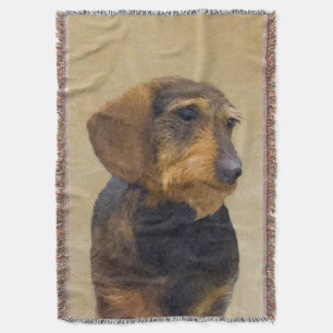 Dackel (Drahthaar) Malerei Original Dog Art Decke