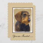 Dackel (Drahthaar) Malerei Original Dog Art Einladung (Vorne/Hinten)