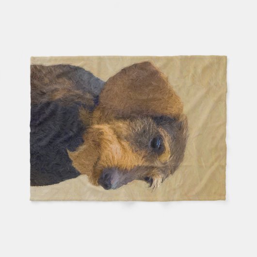 Dackel (Drahthaar) Malerei Original Dog Art Fleecedecke (Vorderseite (Horizontal))