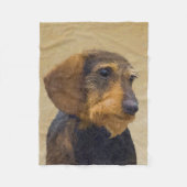 Dackel (Drahthaar) Malerei Original Dog Art Fleecedecke (Vorderseite)