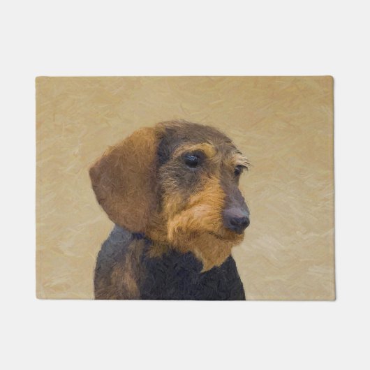 Dackel (Drahthaar) Malerei Original Dog Art Fußmatte (Vorderseite)