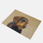 Dackel (Drahthaar) Malerei Original Dog Art Fußmatte (Schrägansicht)