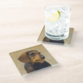 Dackel (Drahthaar) Malerei Original Dog Art Glasuntersetzer (Schrägansicht)