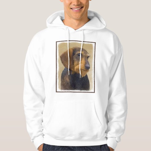 Dackel (Drahthaar) Malerei Original Dog Art Hoodie (Vorderseite)