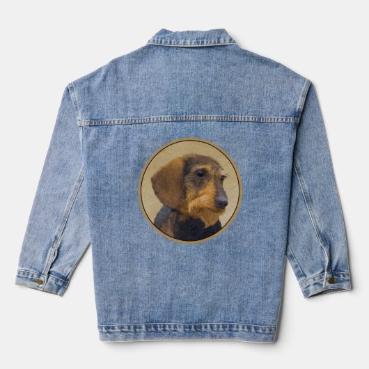 Dackel (Drahthaar) Malerei Original Dog Art Jeansjacke (Rückseite)