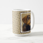Dackel (Drahthaar) Malerei Original Dog Art Kaffeetasse (VorderseiteRechts)