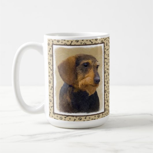 Dackel (Drahthaar) Malerei Original Dog Art Kaffeetasse (Links)